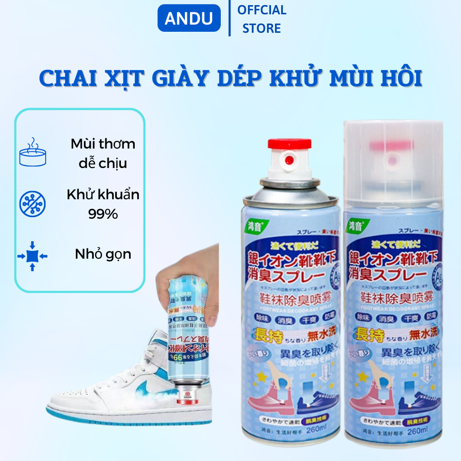Chai xịt giày dép khử mùi hôi Nano Bạc bình xịt thơm khử mùi mồ hôi chân hiệu quả