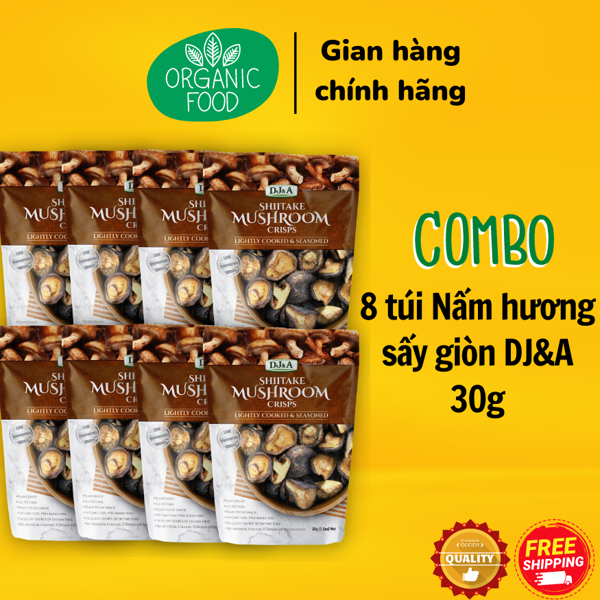 Combo 8 túi nấm hương sấy giòn dj&a 30g - nhập khẩu úc - ăn vặt văn phòng, giòn tan siêu ngon