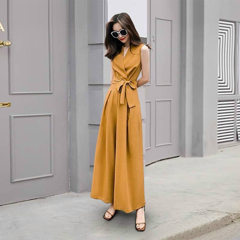 Jum dài thắt dây nơ chéo trước eo cực xinh xắn, fom dưới 5 kí mặc đẹp, chất đũi dày mịn , xsdx