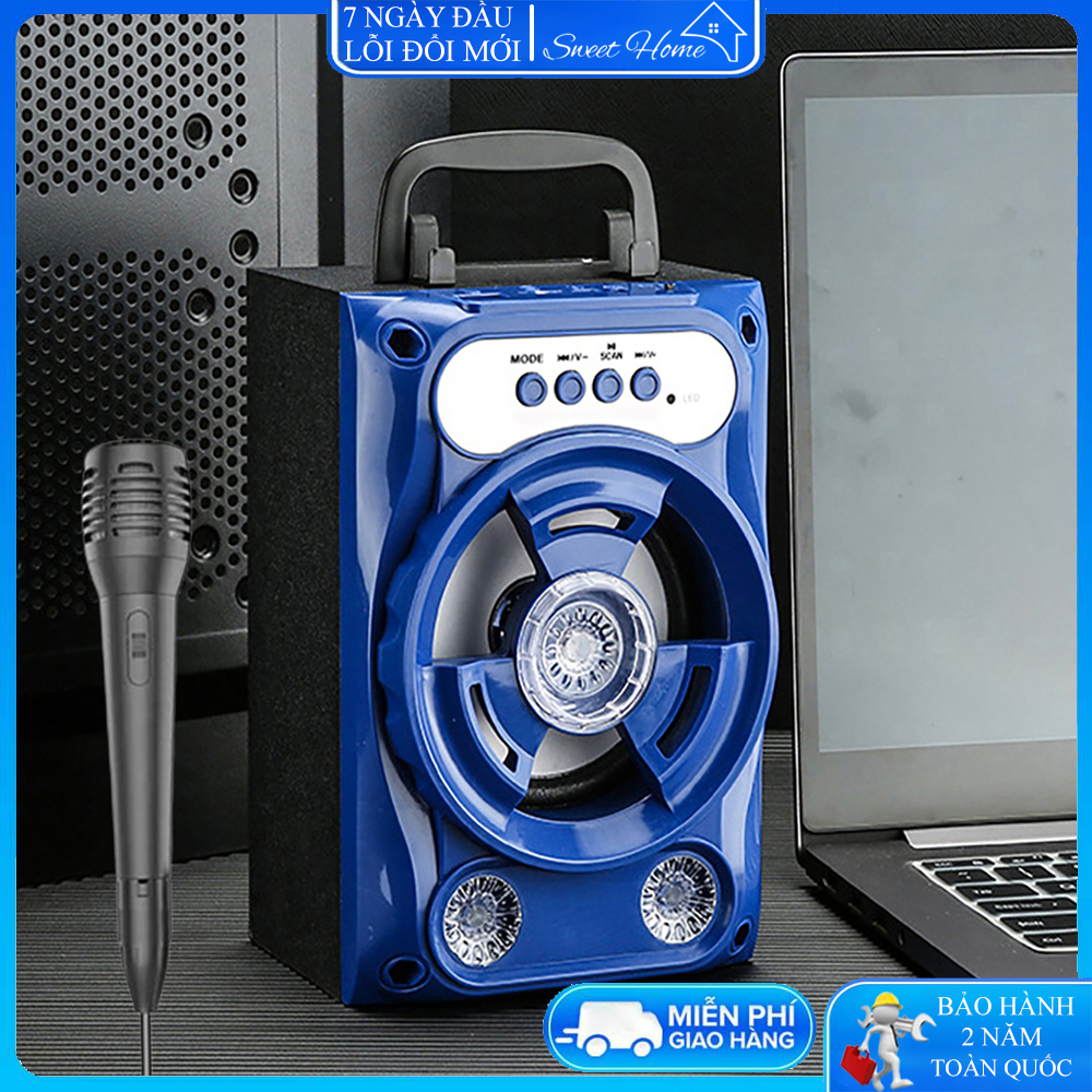 Loa Bluetooth karaoke tặng kèm mic hát, loa Bluetooth hát karaoke mini giá rẻ loa Bluetooth hát karaoke bass mạnh hát cực hay nghe nhạc cực đã .Bảo hành 24 tháng trên toàn quốc, 1 đổi 1 nếu có bất kỳ sai sót nào đến từ nhà cung cấp.