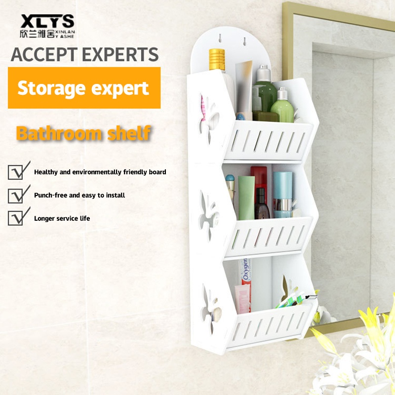 XINLANYASHE [Miễn Phí Vận Chuyển]Kệ góc, kệ chống thấm, chiều cao 80 cm, kệ trên kệ phòng tắm kệ phòng tắm Kệ bếp, kệ, tủ, ngăn kéo, hộc tủ, kệ gỗ. Treo tường Kệ góc bút chì PVC 2 lớp, 3 lớp, 4 lớp Kệ phòng tắm không có lỗ Giá để đồ treo tường Phòng tắm P