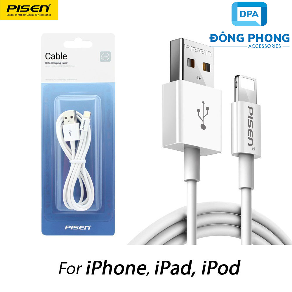 Cáp Pisen Cho iPhone , iPad Cổng Lightning Chính Hãng Dài 1 Mét