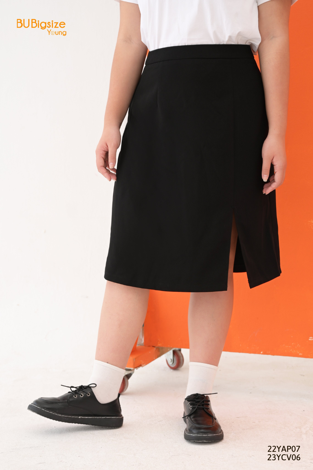 Chân váy dài basic xẻ gấu bigsize - 23ycv06 -