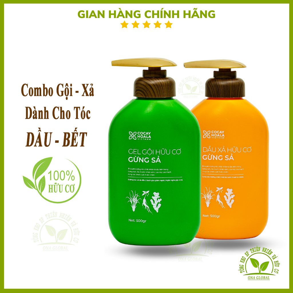 Dầu Gội Xả Hữu Cơ Gừng Sả Cocayhoala- Ngăn Dầu Bết Tóc Và Giảm Gàu Ngứa Dung Tích 500G