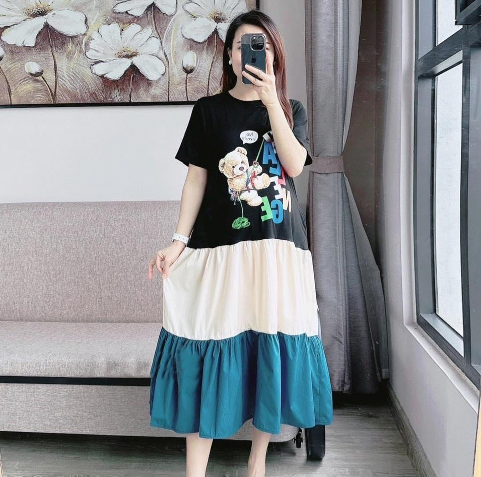 Váy Bầu váy Mặc Nhà - chất liệu lanh lụa - Cotton mềm - mát - mịn