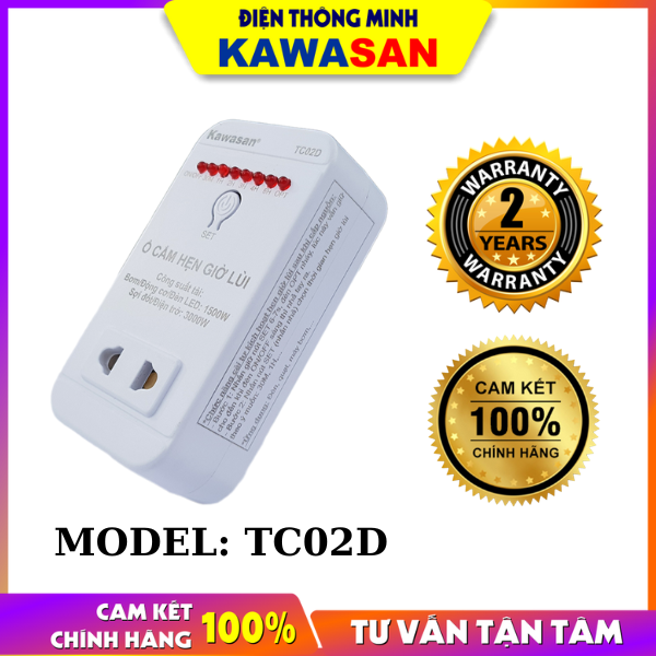 Ổ Cắm Hẹn Giờ Lùi TC02D-1500W/Hẹn giờ sạc điện thoại di động, hẹn giờ tắt máy nước nóng, bơm nước cấp, tưới cây
