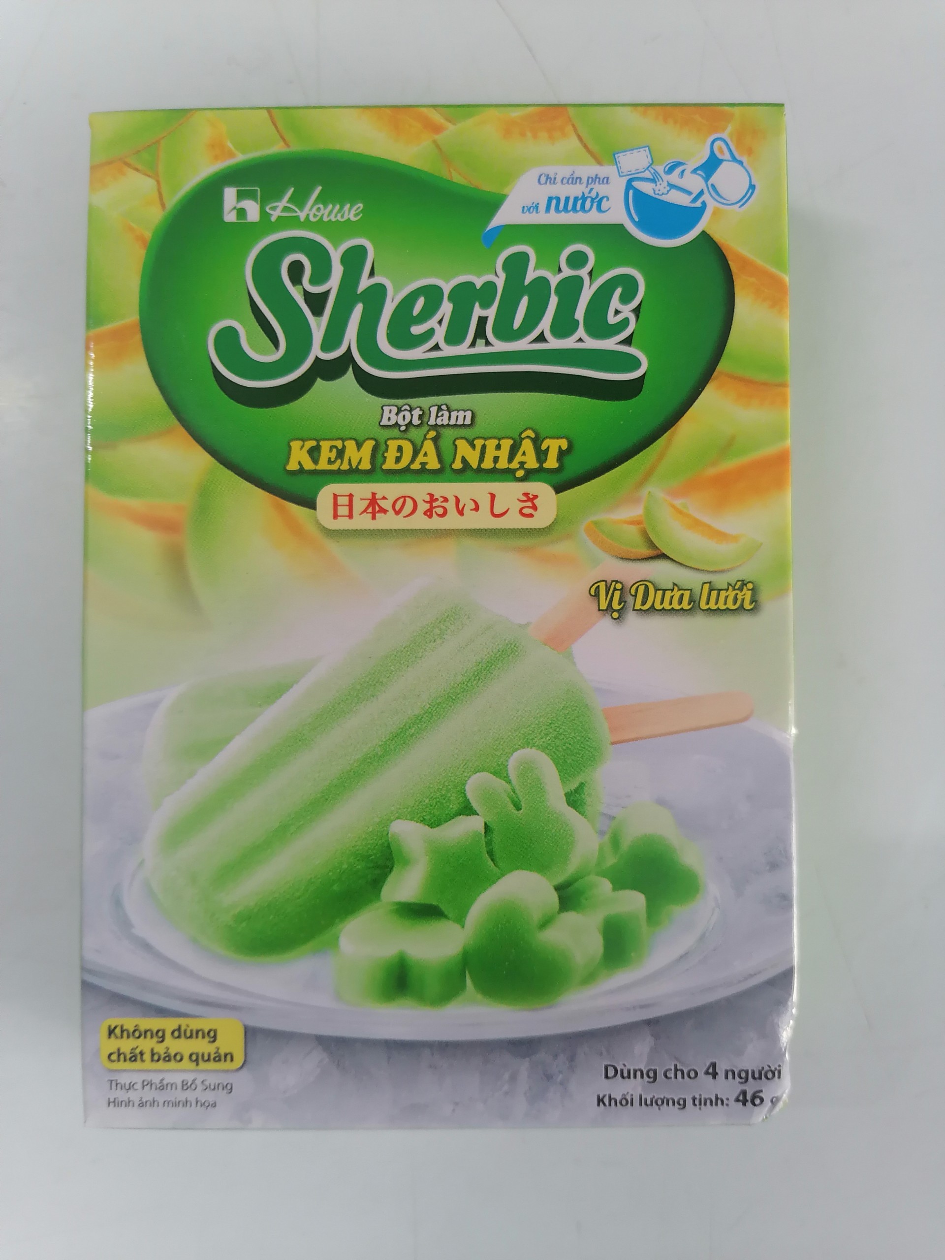 [Hộp 46g - Vị Dưa Lưới] BỘT LÀM KEM ĐÁ KIỂU NHẬT [VN] SHERBIC Melon Ice Cream Powder