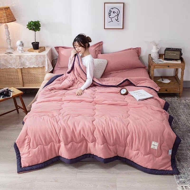 Chăn mền chăn hè cotton đũi zaza một màu kích thước 2m x 2m3 màu hồng