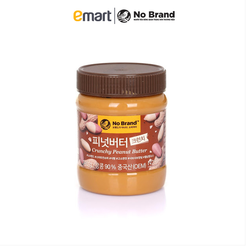 Bơ đậu phộng hạt no brand hàn quốc hũ 340g béo thơm - emart vn