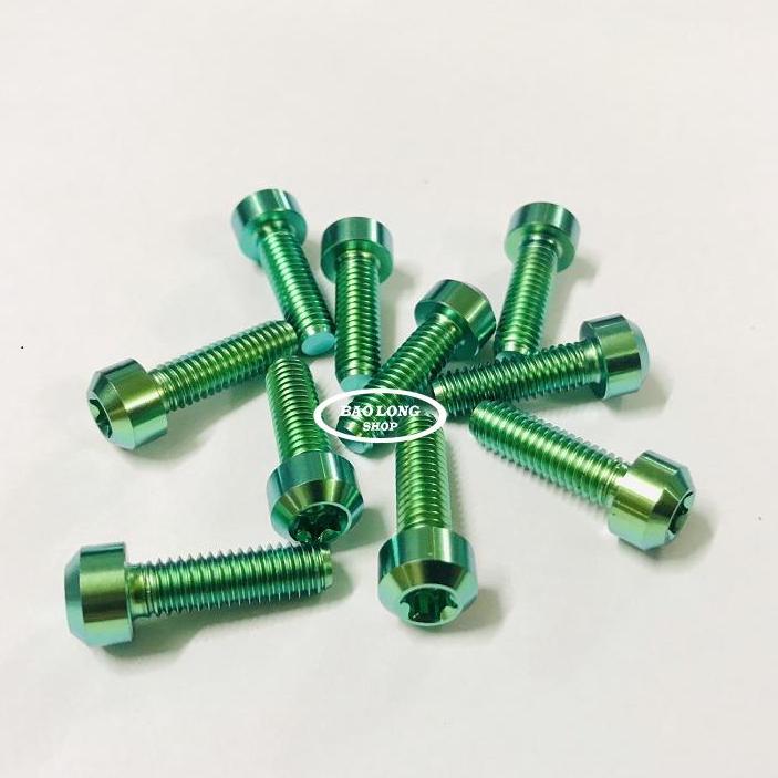 10 con Ốc Titan GR5 Đầu Trụ 6li 2 Xanh Lục Bảo (Titan 100% )