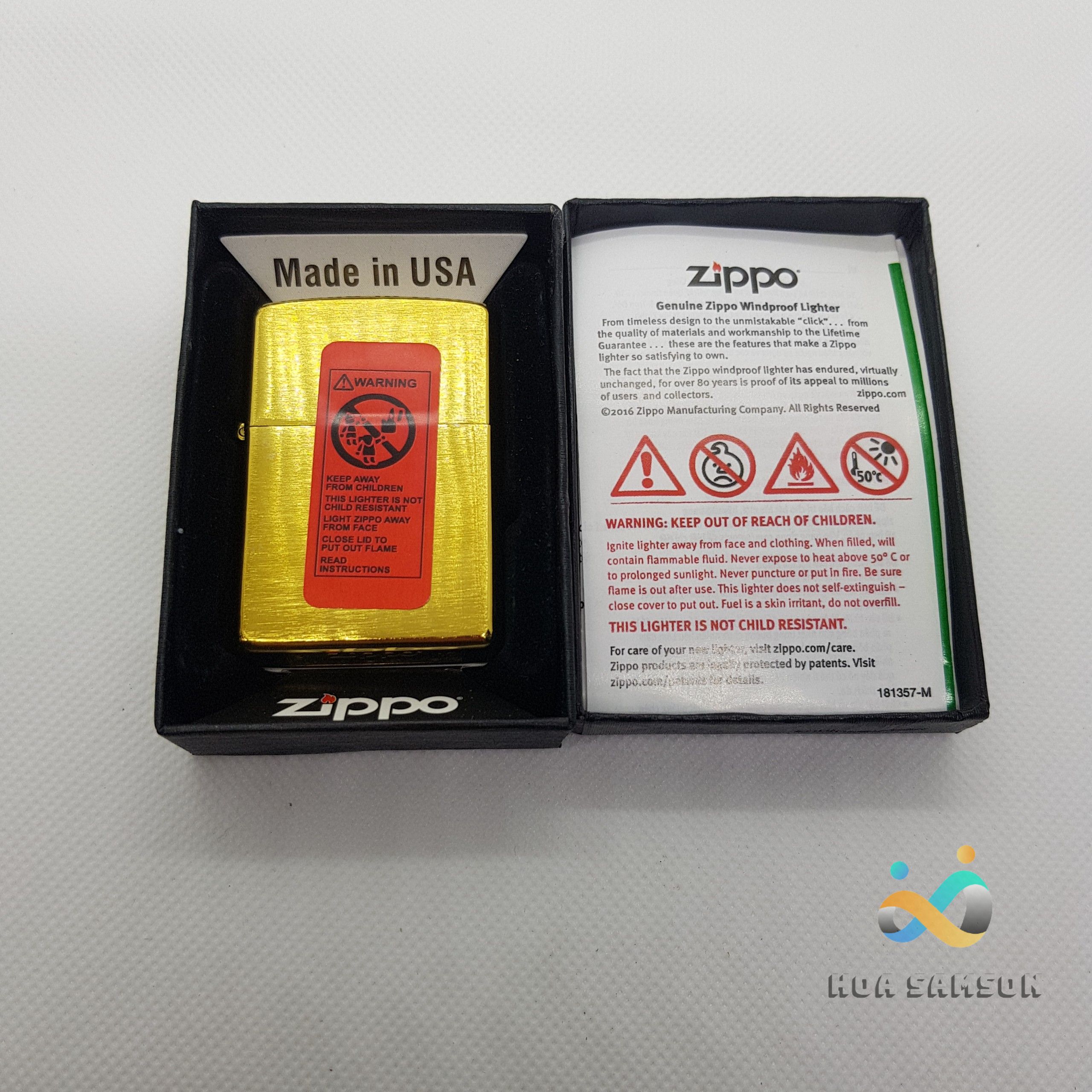 Bật Lửa Zippo Gold Plated Genuine Mỹ B-17 Vàng Xước