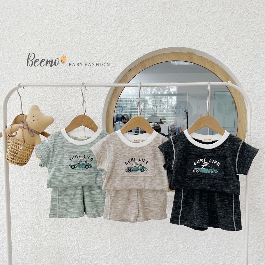 Bộ cotton cộc tay in hình ô tô Beemo cho bé trai