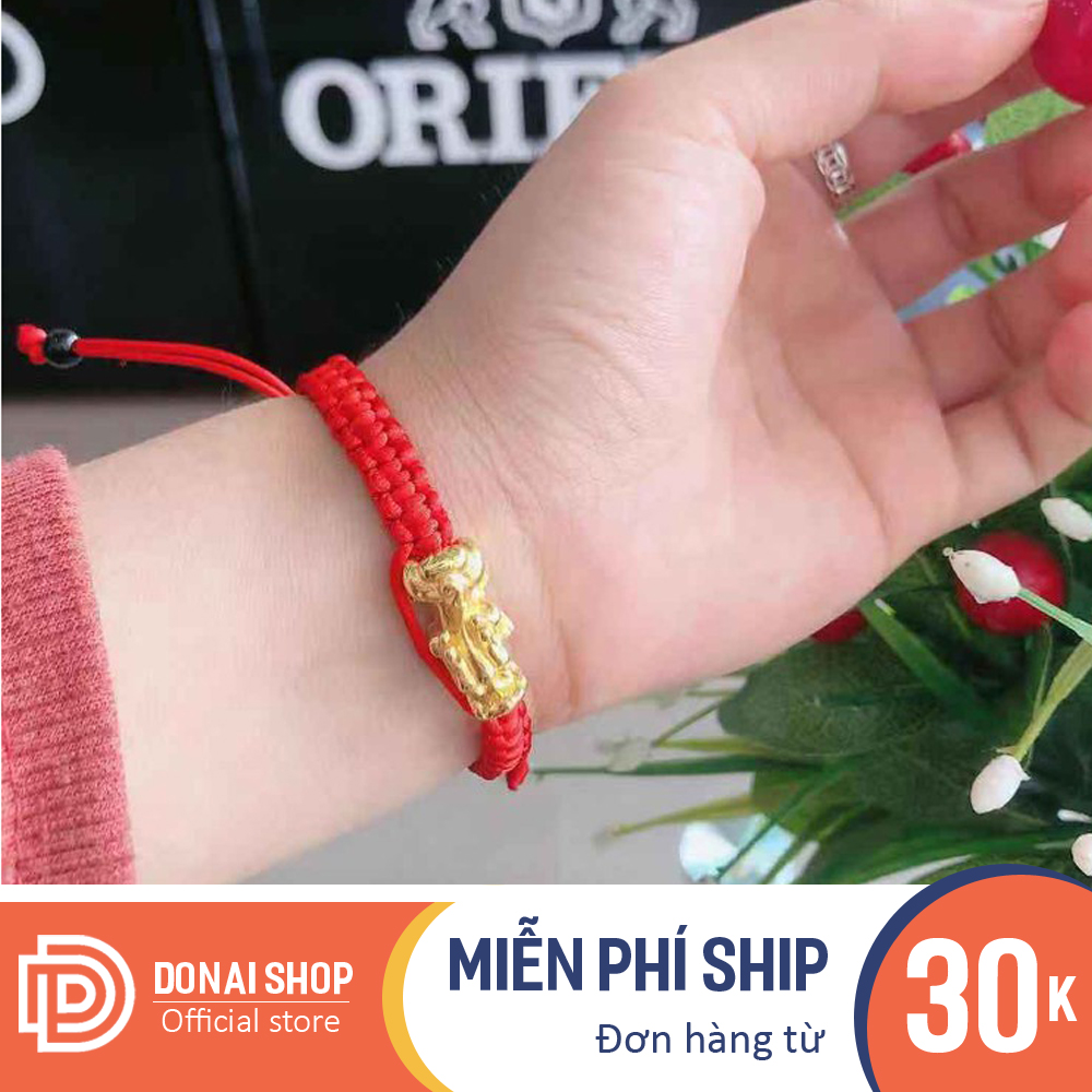 Vòng tay nam nữ phong thủy chỉ đỏ hình tỳ hưu may mắn, tài lộc - Vòng tay cặp đôi tình yêu chỉ đỏ mang may mắn, tài lộc VT21.DONAI