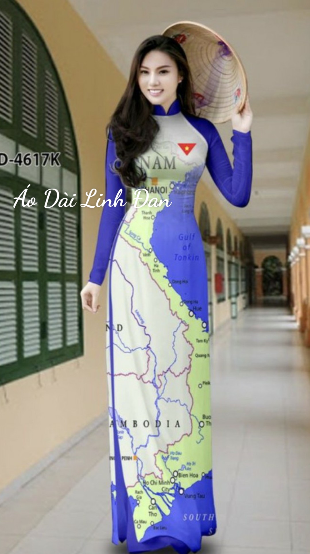 Áo dài in 3D bản đồ Việt Nam đủ màu đẹp - Áo Dài Linh Đan
