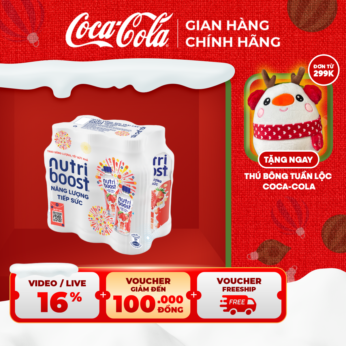   HOẢ TỐC HCM  Lốc 6 Chai Thực phẩm bổ sung Nước uống sữa trái cây Nutriboost Energyze Blend 297ml Chai Sale 15.12 Coca-Cola Chính Hãng_LD 