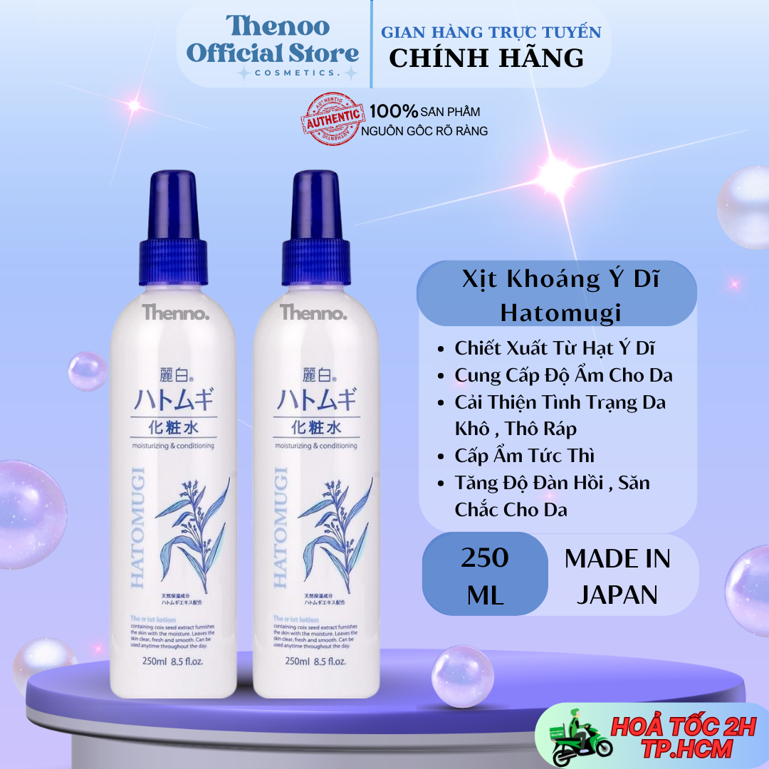 Xịt Khoáng Trắng Da Dưỡng Ẩm Hatomugi Reihaku Mist Lotion
Ý Dĩ Nhật Bản 250ml