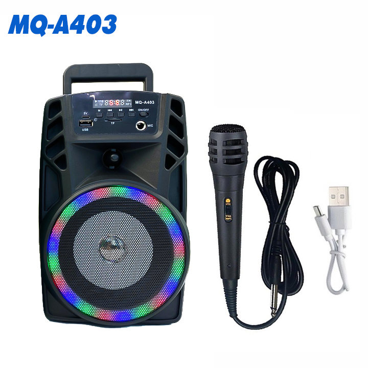 Loa Karaoke Bluetooth Mini MQ-A403 - Tặng Mic, Có FM/Thẻ Nhớ/USB, Loa Kẹo Kéo