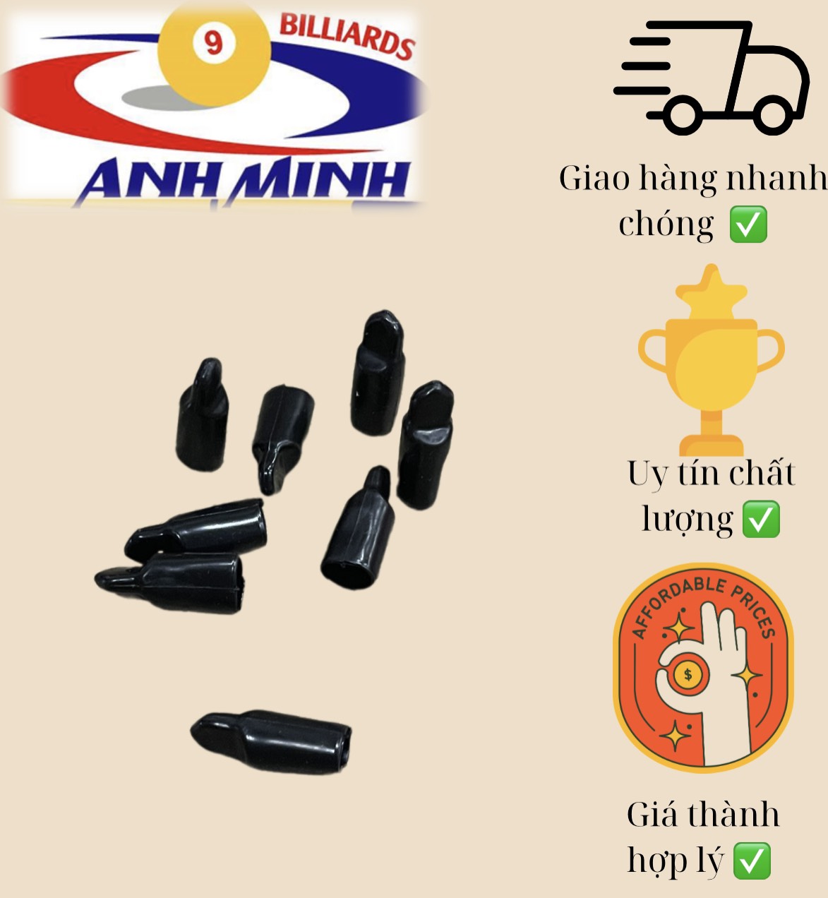 [HCM]Nắp chụp đầu cơ bida Việt Nam 9k/c