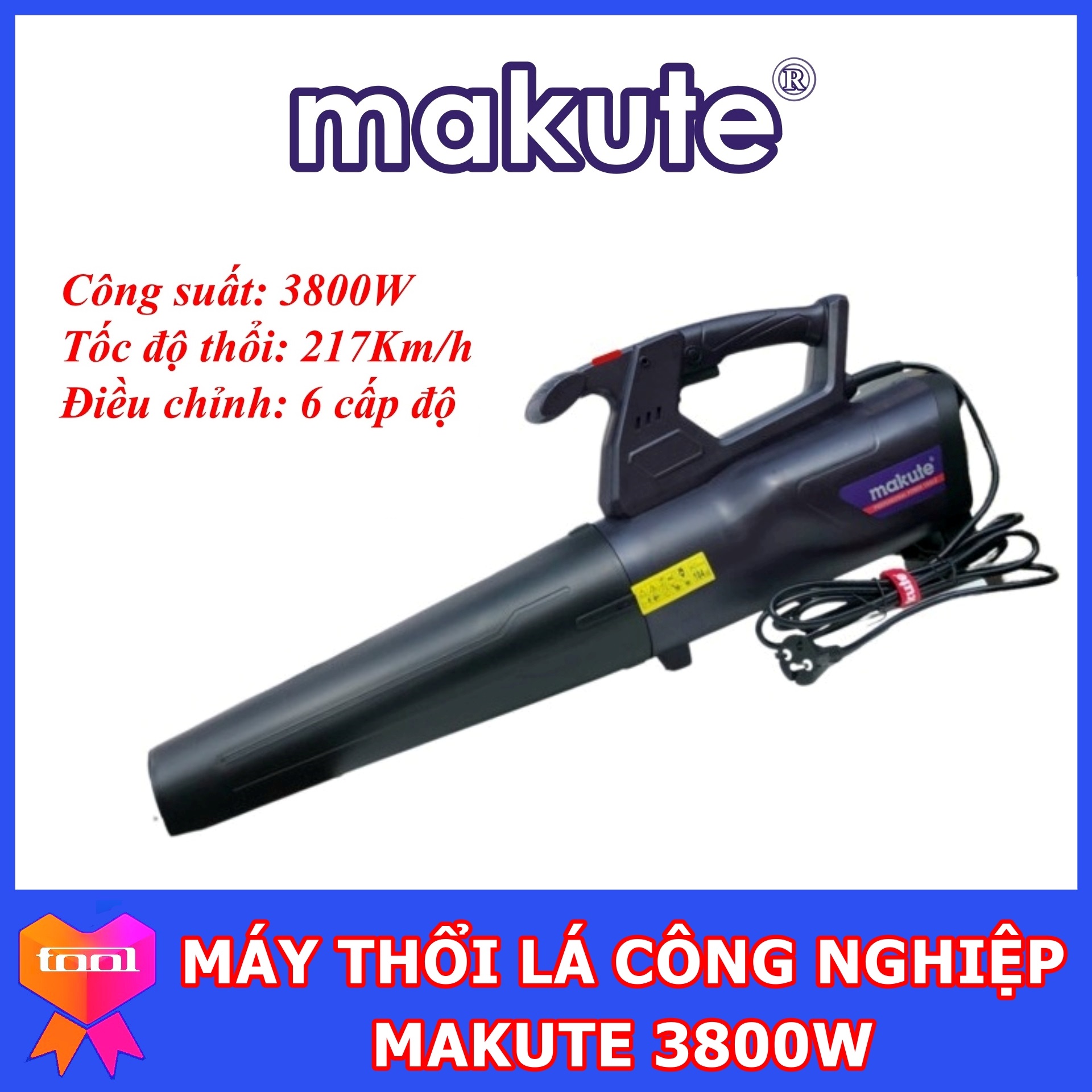Máy thổi lá cây - Thổi bụi công nghiệp công suất 3800W dùng điện Makute PB008