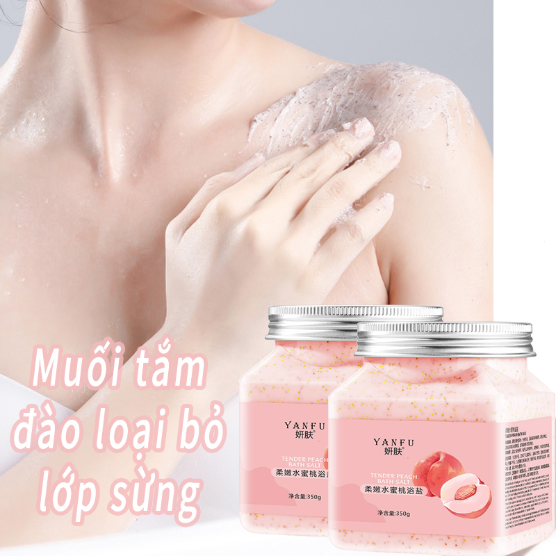 Kem tẩy da chết, tẩy tế bào chết toàn thân body hương Đào Heyxi làm trắng da 350ml - Tẩy tế bào chết，Muối tắm tẩy tế bào chết toàn thân Bath Salt Scrub，hương hoa quả giảm mụn lưng tẩy sạch da chế