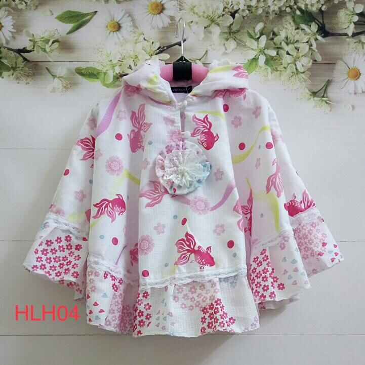 Áo choàng chống nắng cho bé gái cánh dơi 2 lớp thô hoa T&K  HLH04 từ