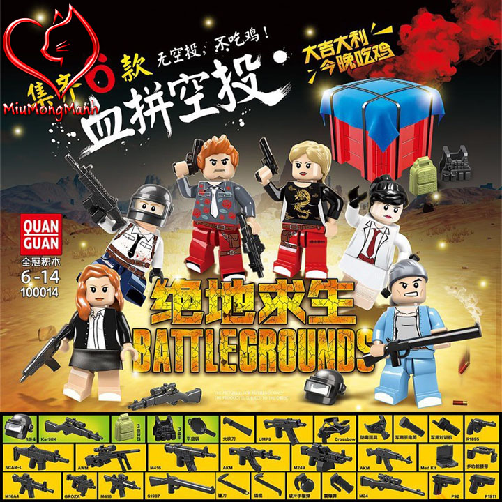 Bộ 6 Nhân Vật Game PUBG Chiến Binh SIêu Cấp Kèm Hòm Thính Lego Quan Guan Đồ Chơi Lắp Ráp Xếp Hình