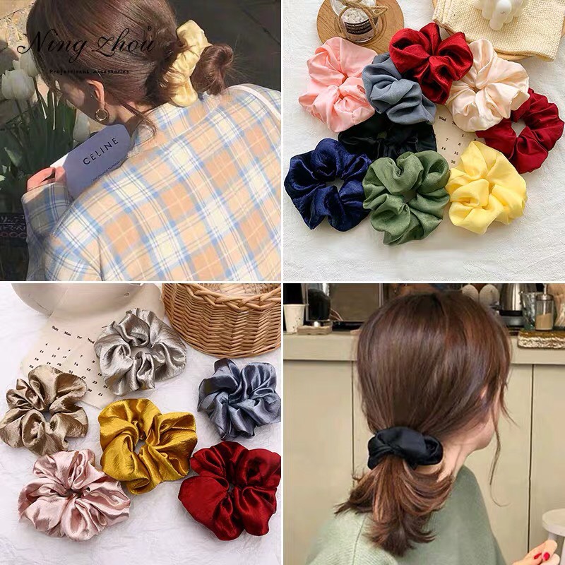 [FREESHIP + HOÀN TIỀN 50K] Cột Tóc Scrunchies Vải Phi Bóng To Siêu Nhúng Phong Cách Hàn Quốc Dễ Thương HOT TREND PKHN0308