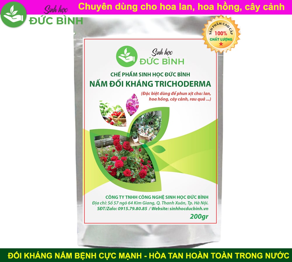 NẤM ĐỐI KHÁNG TRICHODERMA DẠNG BỘT HÒA TAN TRONG NƯỚC TƯỚI LAN VÀ HOA HỒNG, RAU