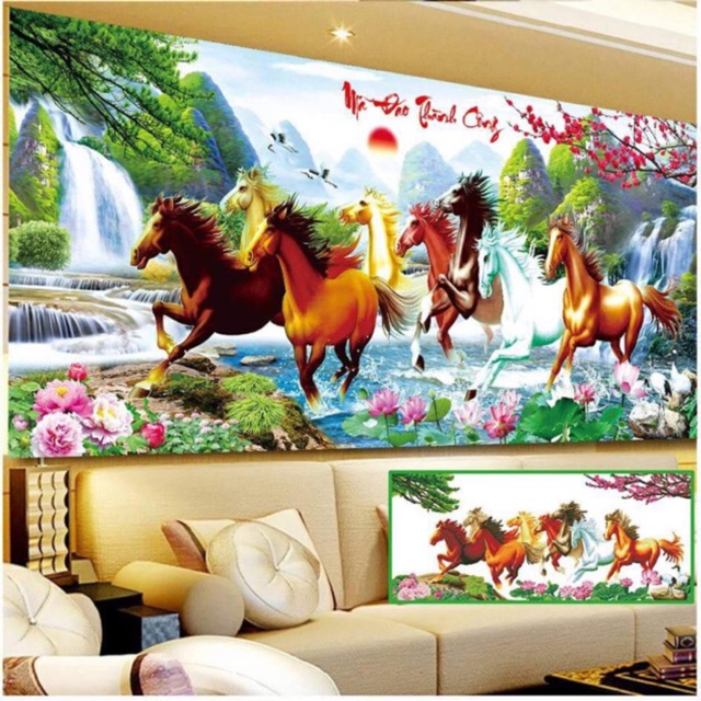 Tranh thêu mã đáo thành công-132x60cm