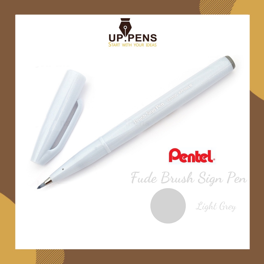 Bút lông đầu cọ viết calligraphy Pentel Fude Touch Brush Sign Pen - Màu xám nhạt (Light Grey)