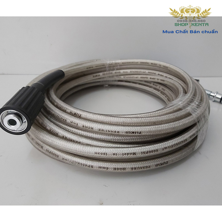 DÂY CAO ÁP 15M - Ống dây cho máy bơm xịt rửa áp lực cao - REN TRONG 22mm - Phụ kiện máy rửa xe