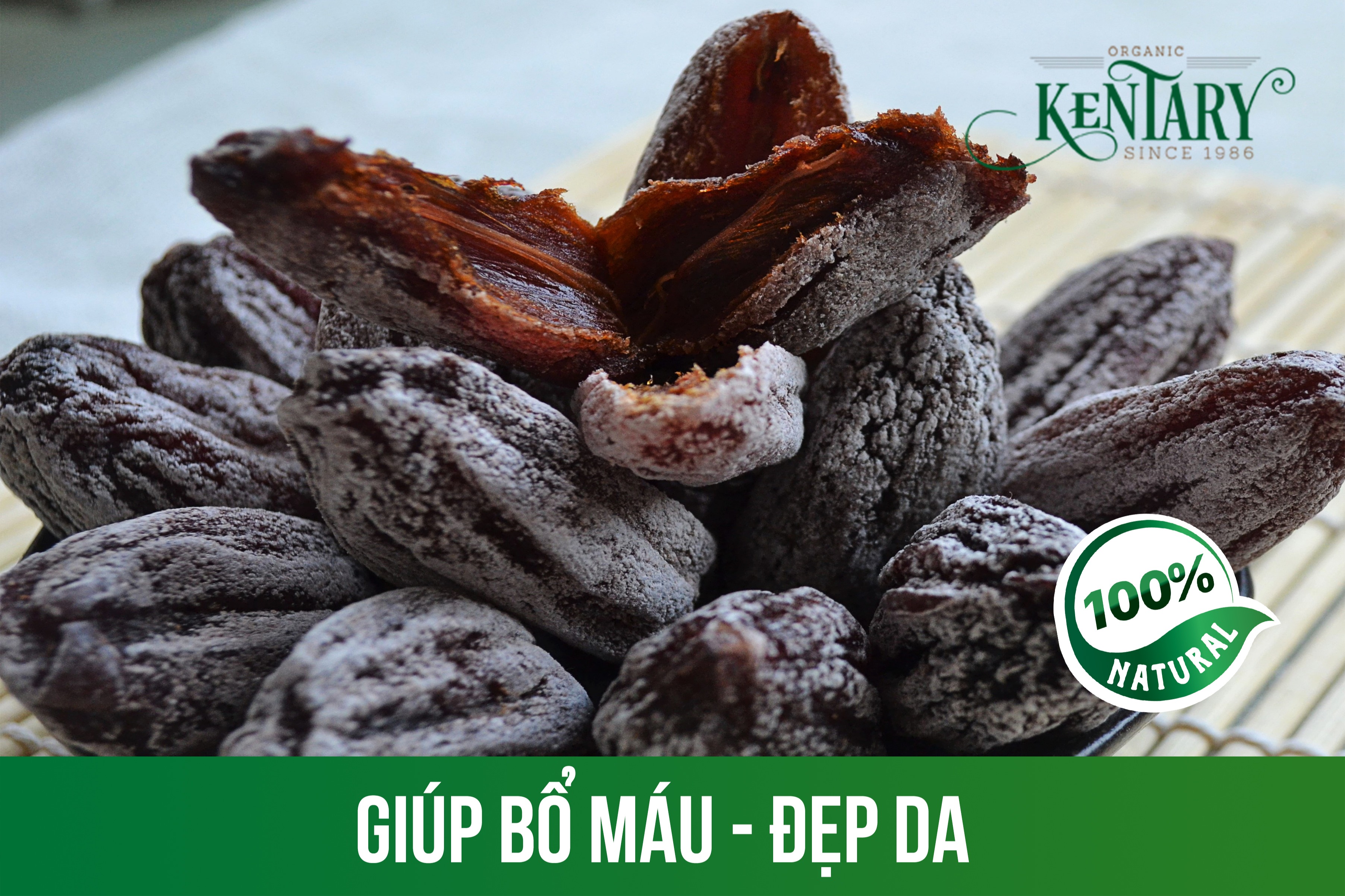 Hồng sấy lạnh nguyên trái không đườngKentary 200 gram, vị ngọt đậm đà (Hồng đã lên phấn màu trắng đượm với mật hồng sẽ có lớp màu nâu bên ngoài)  - Trái cây sấy không đường