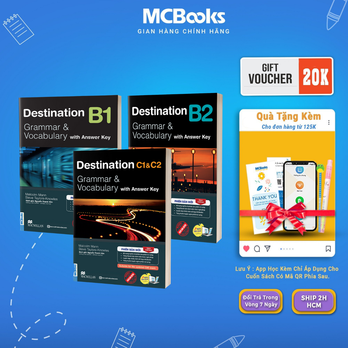  Sách Trọn Bộ Giáo Trình Destination Grammar & Vocabulary B1 B2 C1&C2  Kèm Đáp Án trên app  Lẻ combo 