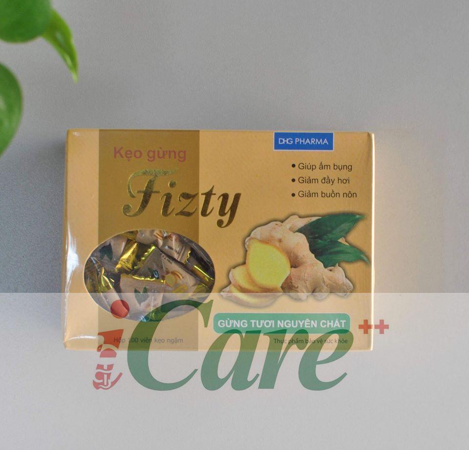KẸO GỪNG FIZTY- CHIẾT XUẤT GỪNG TƯƠI ( HỘP 100 VIÊN)