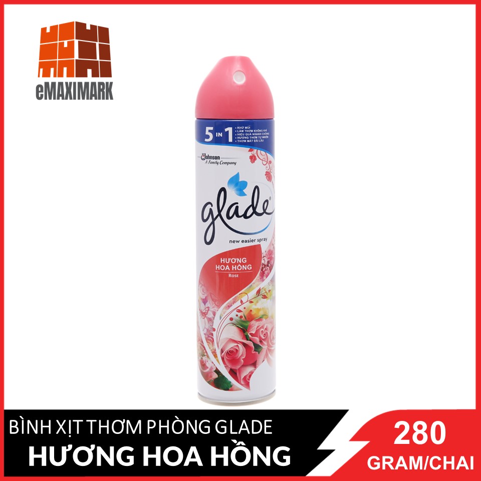 [HCM ship 2h] Bình Xịt Thơm Phòng Glade Nature Hương Hoa Hồng 280g