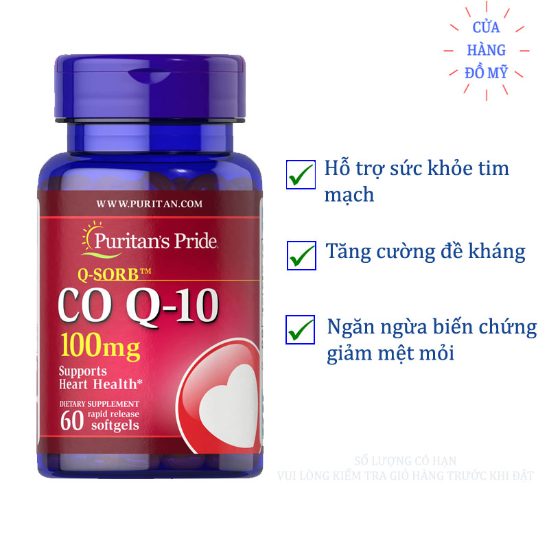 Viên uống puritan's pride coq10 100mg 60 viên của mỹ q - sorb co q-10 hỗ trợ sức khỏe tim mạch shop hong1008