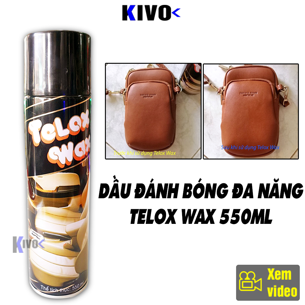 Chai Xịt Bóng Xe Máy Đa Năng Telox Wax 550Ml - Dầu Bóng Xe Máy / Oto - Bình Xịt Bóng Đồ Gỗ , Da Xe Máy , Đồ Da  , Lốp Xe,... - Kivo