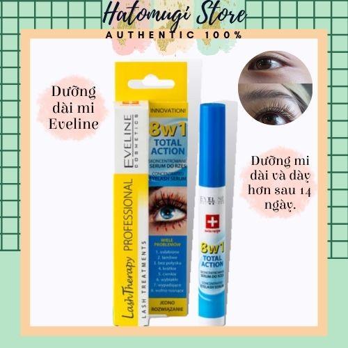 ▪□  Tinh chất dưỡng mi [Dài đẹpcong 100 -Hàng Auth] Huyết Thanh Dưỡng Mi Eveline 8In1 Total Action 10ml