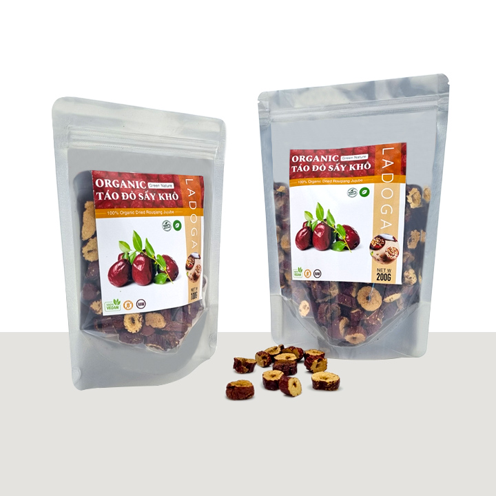 Táo đỏ sấy khô cắt khoanh đóng túi 100g và