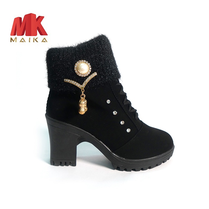 Giày boot nữ đế vuông S105 (Đen) MK STORE