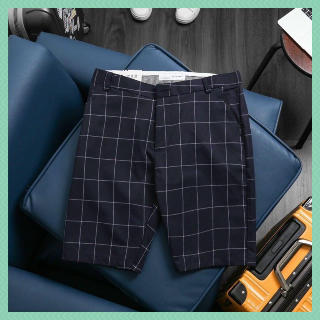 [HCM]Quần Tây Short Caro Cao Cấp Ống Ôm Vải Giản Nhẹ