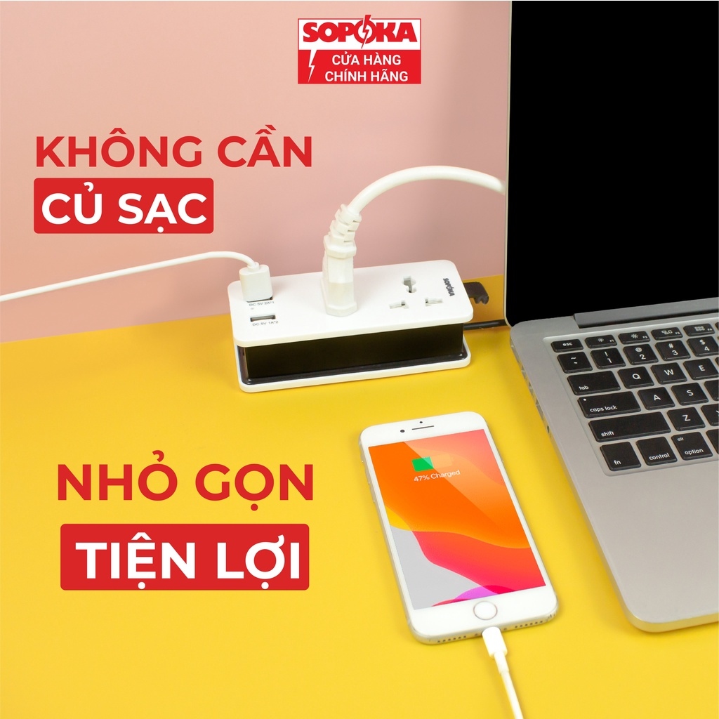 [Mã LIFE1703ALL giảm 10 đơn 50K] Ổ cắm điện ổ điện thông minh SOPOKA Q2U Q4U tích hợp cổng USB tiện lợi