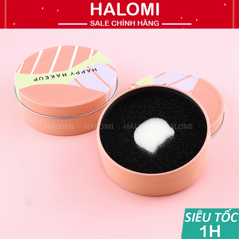 Hộp phủi cọ khô Happy Makeup vệ sinh cọ trang điểm tiện lợi siêu xinh dễ sử dụng Halomi