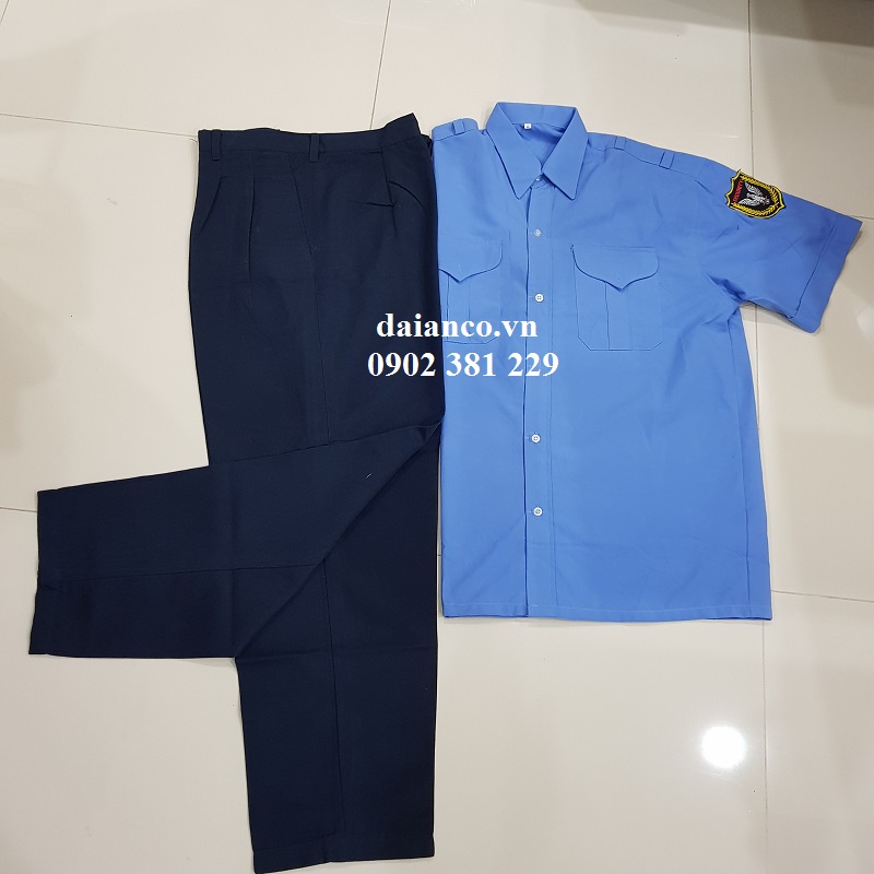 Quần áo bảo vệ màu xanh dương cộc tay (áo vải xi - quần casme)