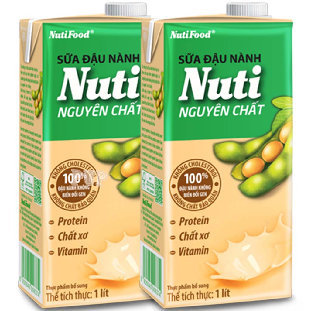 2 hộp sữa đậu nành nuti nguyên chất hộp 1 lít-pup