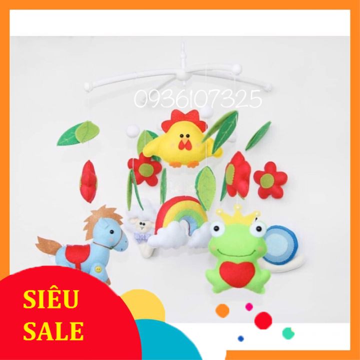Đồ chơi treo cũi “nông trại vui vẻ” an toàn cho bé 0 - 6 tháng tuổi đồ handmade
