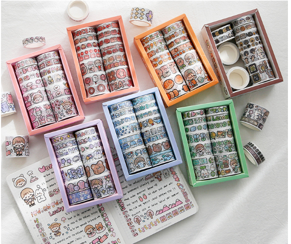 Set 12 cuộn băng keo Washi tape Hàn quốc đủ kích cỡ