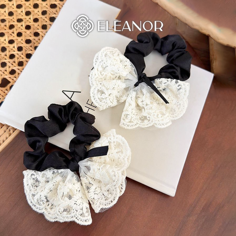  Dây buộc tóc nữ Eleanor Accessories hình nơ phụ kiện tóc dây cột tóc vải ren 10071 