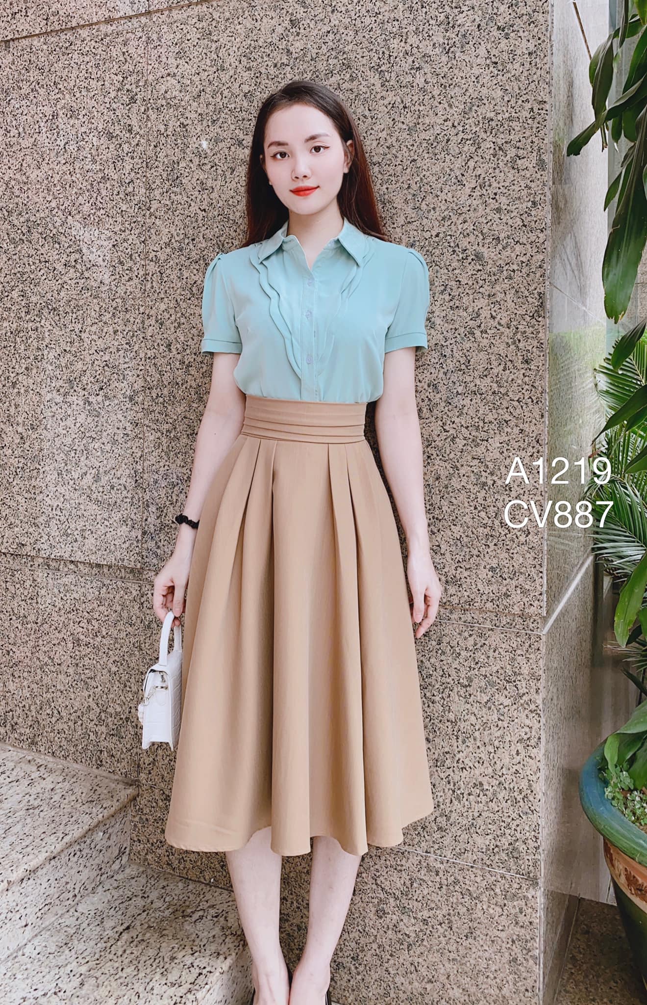 Chân váy công sở cao cấp dáng xòe 6 li phồng dài 68cm- Min Public Fashion