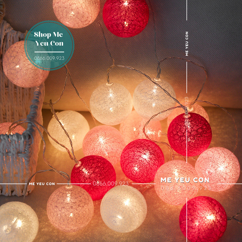 Phụ kiện trang trí lều - đèn led tròn trang trí cotton lamp - 3m -trang trí lều
